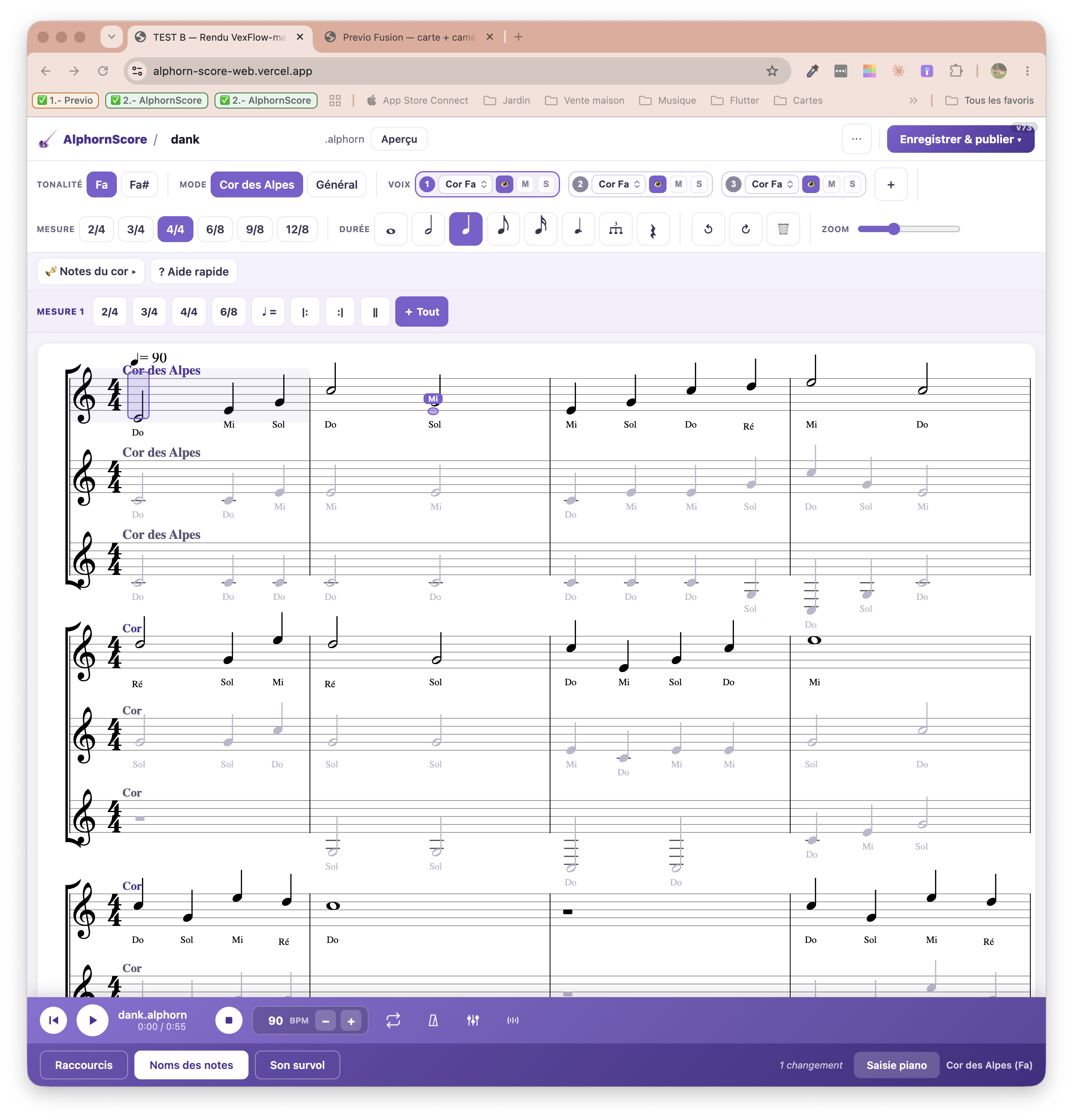 AlphornScore, visuel du site AlphornStudio